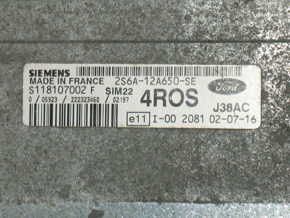 ECU FORD FIESTA SIEMENS S118107002F S118107002 F 4ROS j38AC Sim22