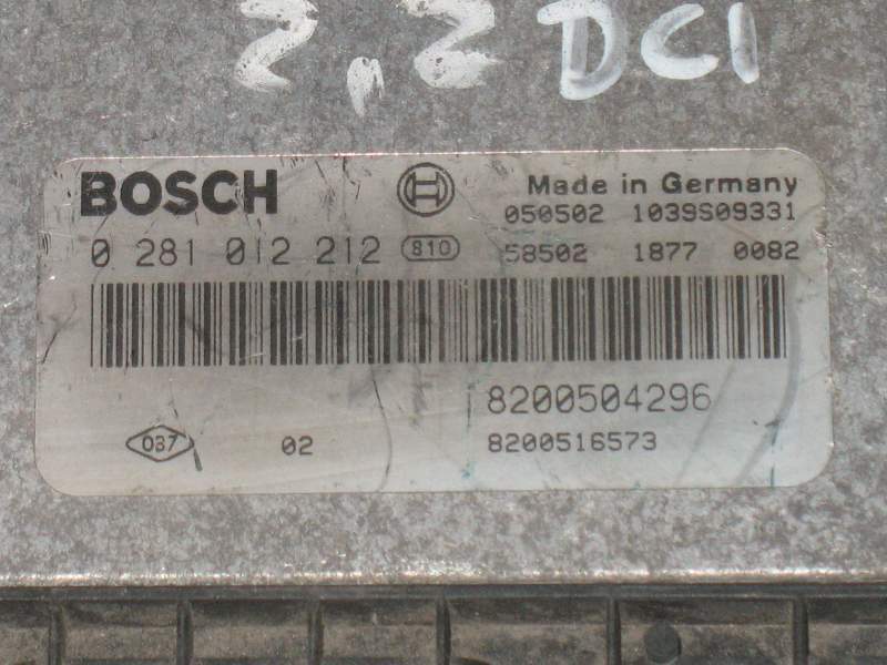 ECU RENAULT LAGUNA 2.0 DCI 0281012212 8200504296 8200516573 EDC 16C3-10.23