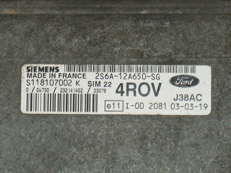 4ROV S118107002 K 2S6A12A650SG FIESTA MK6 1.4 ECU 2S6A 12A650 SG