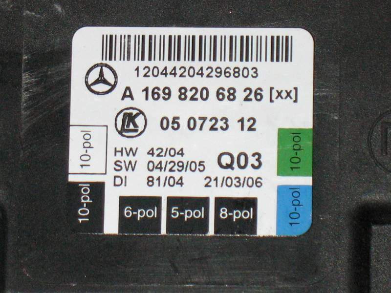 ECU porta Mercedes classe A W169, A1698206826, 05072312