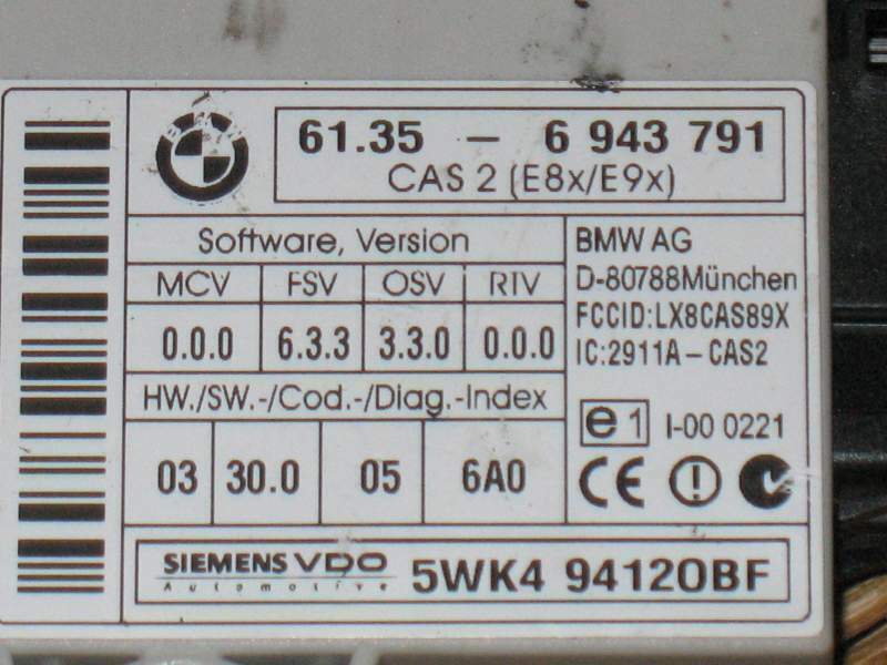 ECU modulo controllo Siemens vdo BMW 330 5wk4 9412 61356943791