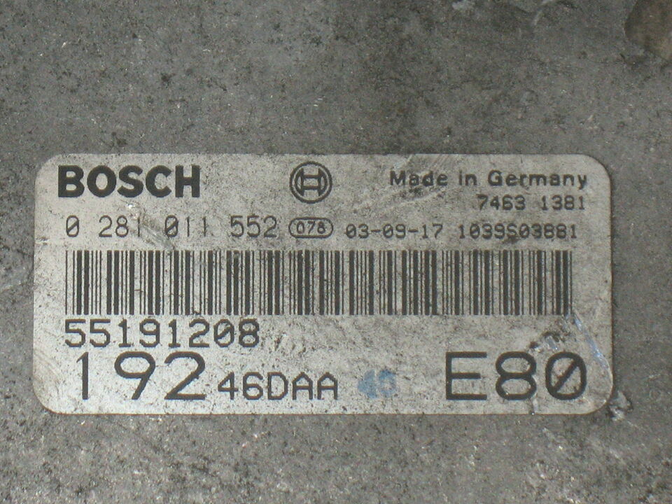 ECU FIAT STILO 1.9 JTD 0281011552 55191208 19246DAA E80 EDC15 C7 EDC15C7-2.3