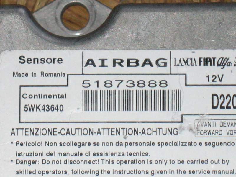Ecu Airbag Fiat Bravo airbag 95320 51873888 Continental 5WK43640