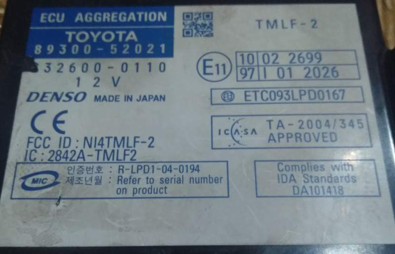 ECU BOX ASSY AGGREGAZIONE Toyota DENSO 8930052021 326000110