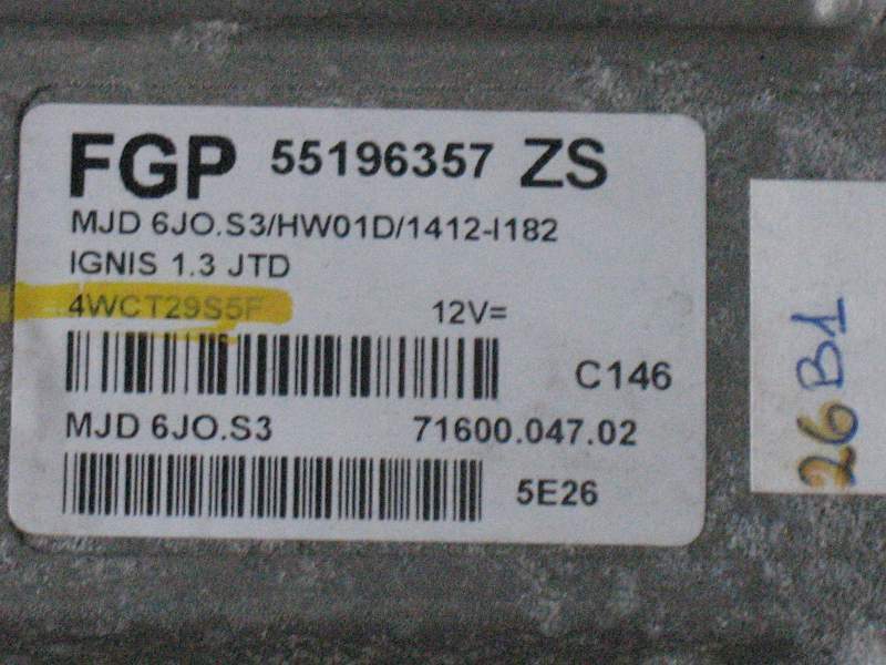 SUZUKI IGNIS 1.3 DDIS MJD 6JO.S3, MJD6JOS3, FGP 55196357 ZS