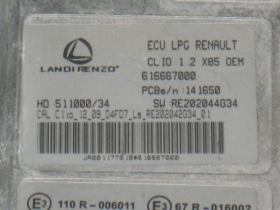 ECU LPG GPL CLIO 1.2 616667000 HD 51100034 SW RE202044G34