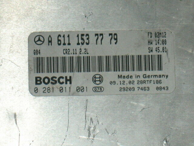 ECU MERCEDES W203 C 2.2 CDI 0281011001 A6111537779 HW 14.00  EDC15C6-4.11