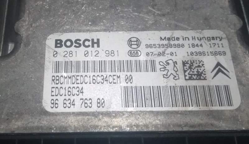 ECU KIT CITROEN C4 PICASSO 1.6 HDI 0281012981 9663476380 EDC 16C34-4.11