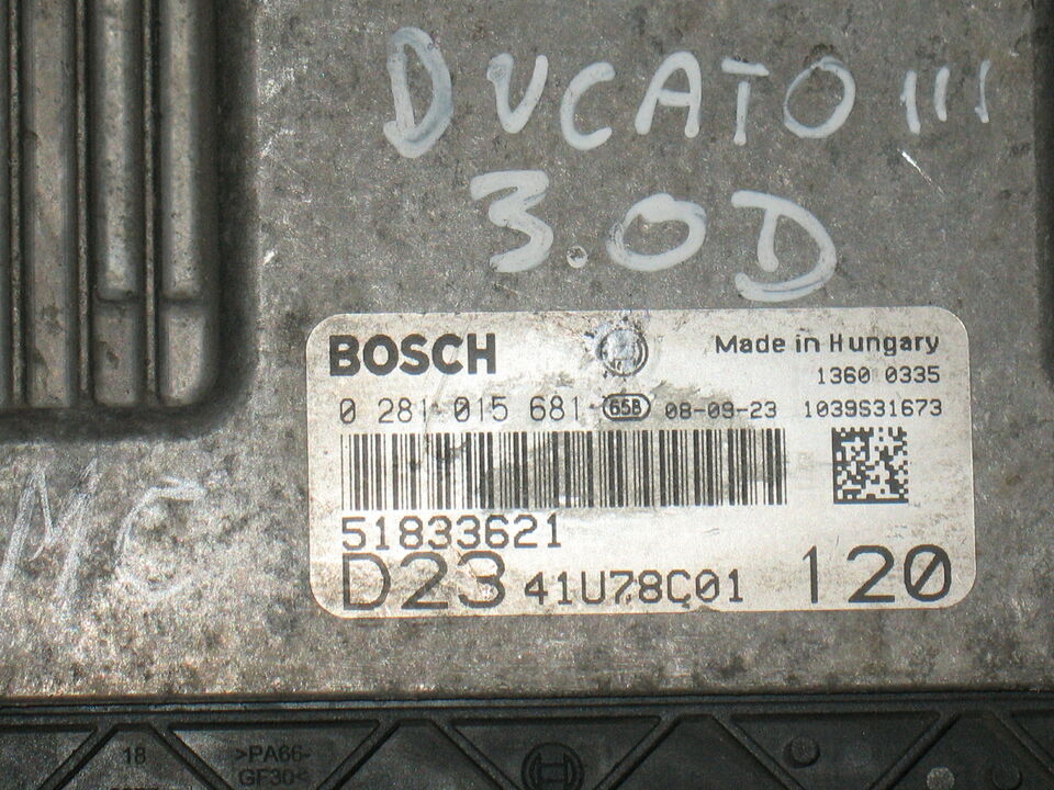 ECU FIAT DUCATO 2.3 3.0 0281015681 51833621 EDC 16C39-5.A7