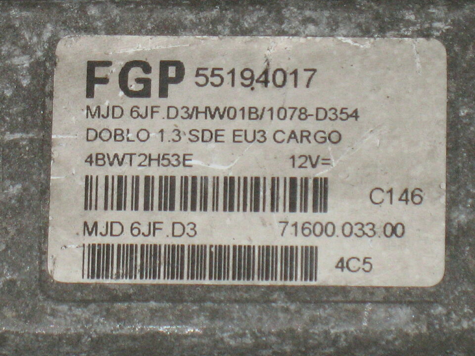 ECU Fiat Doblo 119 Marelli MJD 6JF 55194017 MJD6JFD3