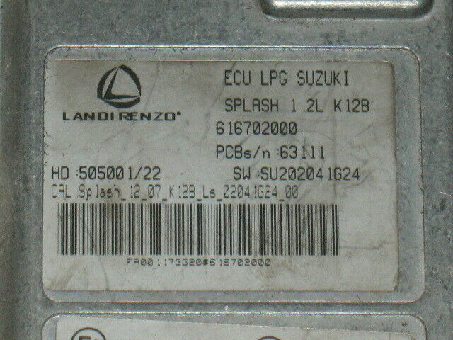 ECU GPL LPG SUZUKI SPLASH 1.2 616702000 50500122 SU202041G24