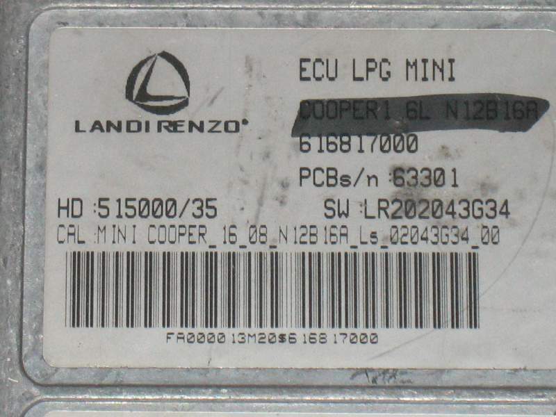 ECU Centralina Gpl Landi Renzo per Mini Cooper 1.6 cod 616817000