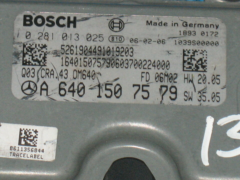ECU MERCEDES W169 A160 A6401507579 0281013025 EDC 16C32-5.43 CRA.43
