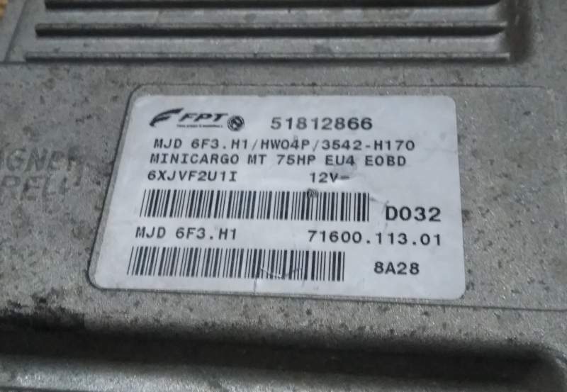 ECU FIAT DOBLO FIORINO 51812866 MJD 6F3.H1 HW04P D032 75HP