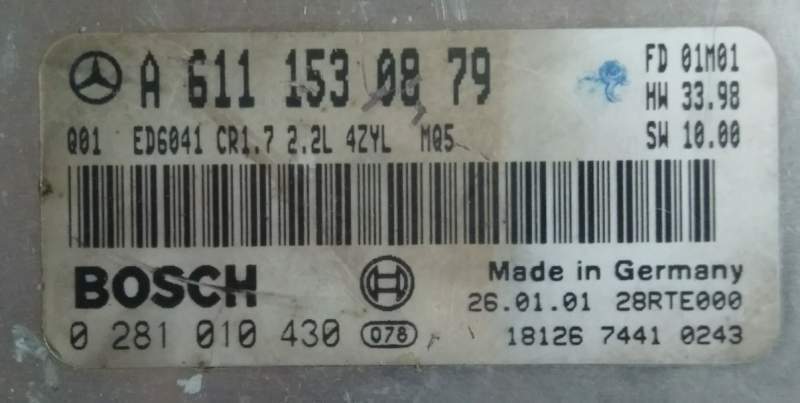 ECU MERCEDES VITO 2.2 CDI 0281010430 A6111530879 HW33.98 MQ5 EDC15C0-5.24