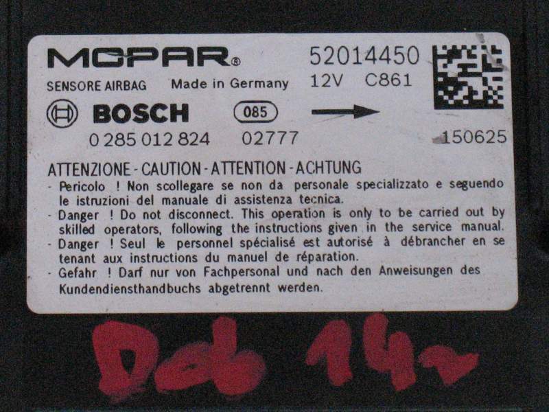 Fiat Doblo Opel Combo Van Airbag SRS ECU 52014450 0285012824