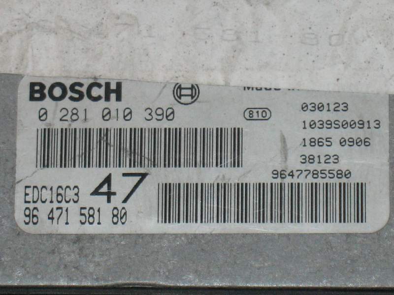 ECU PEUGEOT 307 1.4 HDI BOSCH 0281010390 9647158180 EDC16C3