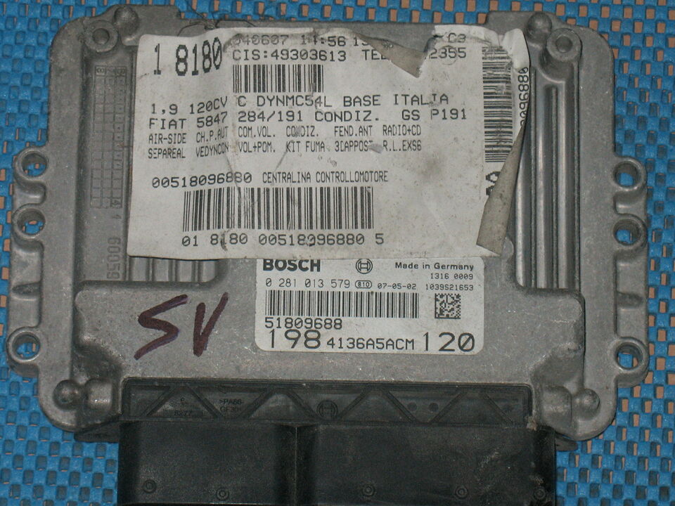 Ecu FIAT BRAVO 1.9 JTD BOSCH 0281013579 51809688 EDC16C39