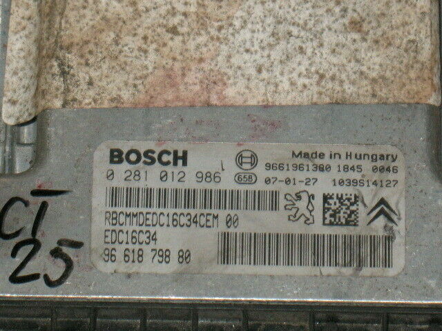 ECU CITROEN PEUGEOT 307 1.6 HDI 0281012986 9661879880 EDC 16C34-4.11
