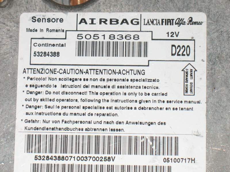 Airbag Lancia Fiat Alfa Romeo 50518368 Continental 53284388 D220