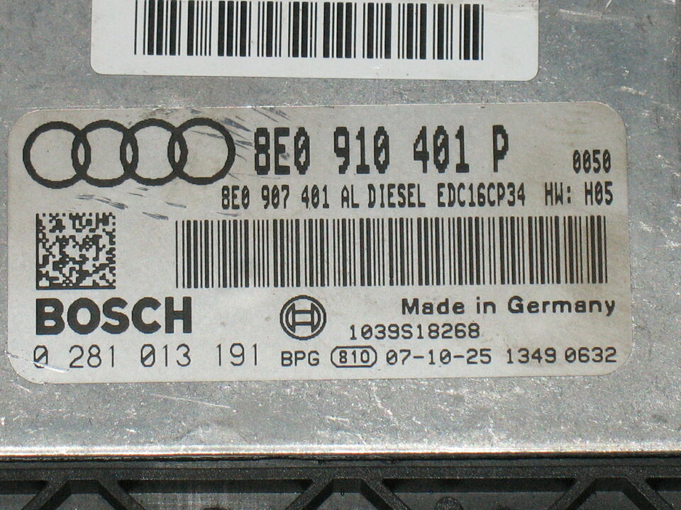 ECU AUDI A4 3.0 TDI 0281013191 8E0910401P 8E0907401AL EDC 16CP34-4.6