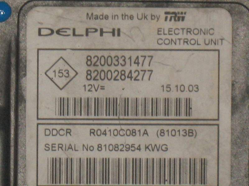 ECU MOTORE RENAULT CLIO 1.5 DCI R0410C081A 8200284277 8200129063