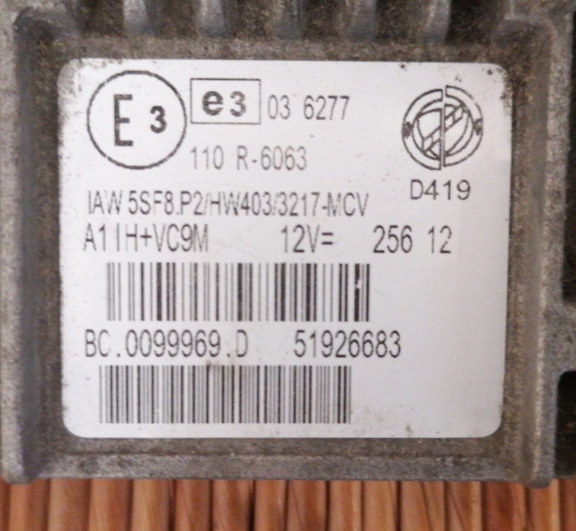 ECU FIAT Punto EVO HW403 B/MET 51926683 IAW 5SF.P2